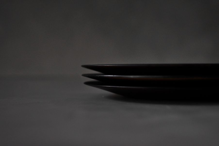 手感水紋圓盤_黑色生漆 