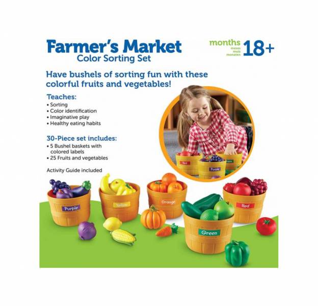 美國Learning Resources蔬菜農場 水果教具,角色扮演,顏色分類,香蕉,蘋果,蔬菜