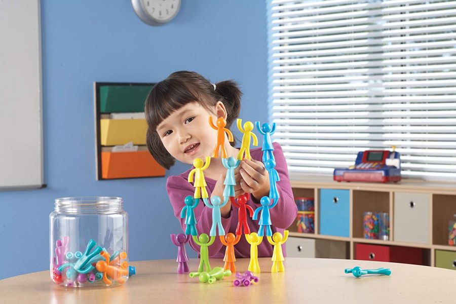 美國Learning Resources彩色建築工人 建築工人玩具,顏色分類遊戲,兒童計數學習,幼兒手部肌肉訓練,拼插堆疊,學前教育,創意學習玩具,數學概念發展,親子互動,感覺統合