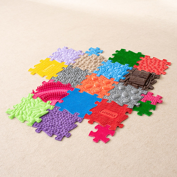 MUFFIK 觸覺探索步道-綜合 拼圖型地墊, 幼兒觸覺地墊, 觸覺感官發展, 感統遊戲墊, 感統訓練器材, 職能治療推薦, 平衡發展玩具, 感官探索, 兒童體能訓練, MUFFIK地墊