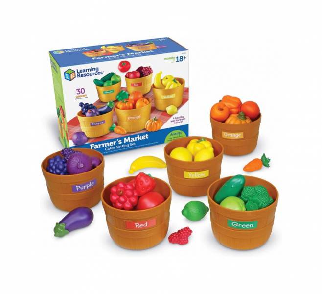 美國Learning Resources蔬菜農場 水果教具,角色扮演,顏色分類,香蕉,蘋果,蔬菜