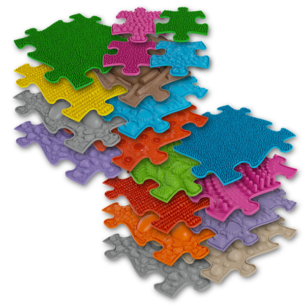 MUFFIK 觸覺探索步道-綜合 拼圖型地墊, 幼兒觸覺地墊, 觸覺感官發展, 感統遊戲墊, 感統訓練器材, 職能治療推薦, 平衡發展玩具, 感官探索, 兒童體能訓練, MUFFIK地墊