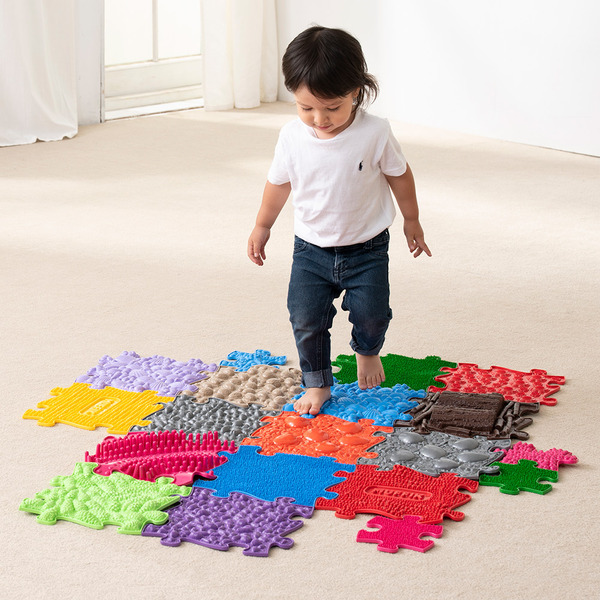 MUFFIK 觸覺探索步道-綜合 拼圖型地墊, 幼兒觸覺地墊, 觸覺感官發展, 感統遊戲墊, 感統訓練器材, 職能治療推薦, 平衡發展玩具, 感官探索, 兒童體能訓練, MUFFIK地墊