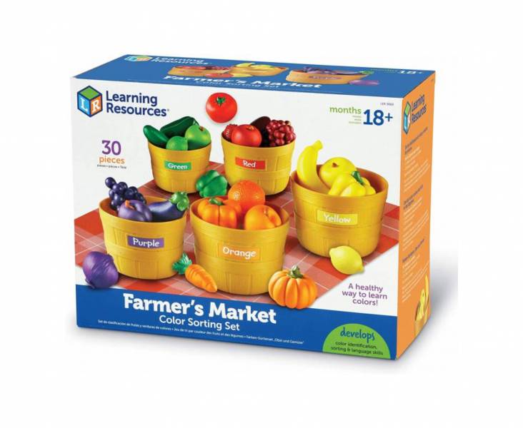 美國Learning Resources蔬菜農場 水果教具,角色扮演,顏色分類,香蕉,蘋果,蔬菜