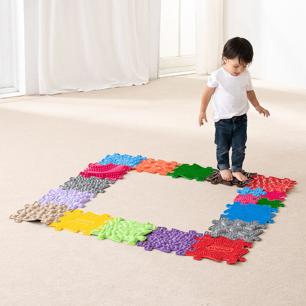 MUFFIK 觸覺探索步道-綜合 拼圖型地墊, 幼兒觸覺地墊, 觸覺感官發展, 感統遊戲墊, 感統訓練器材, 職能治療推薦, 平衡發展玩具, 感官探索, 兒童體能訓練, MUFFIK地墊