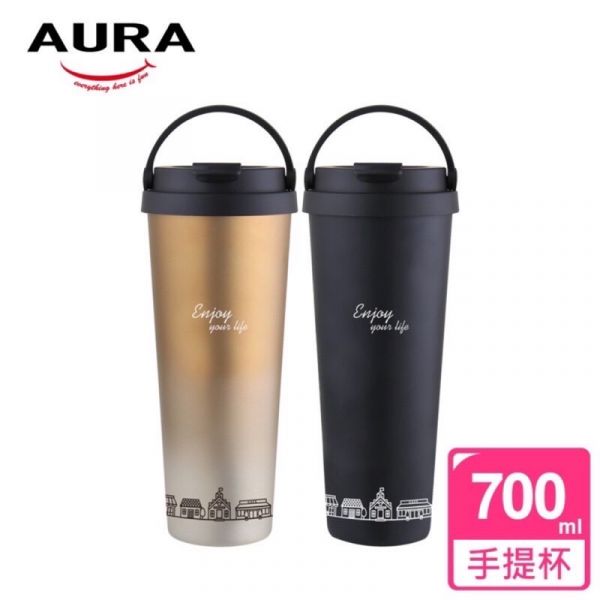 AURA艾樂 316不鏽鋼小行星手提城市保溫杯/咖啡杯-700ml 