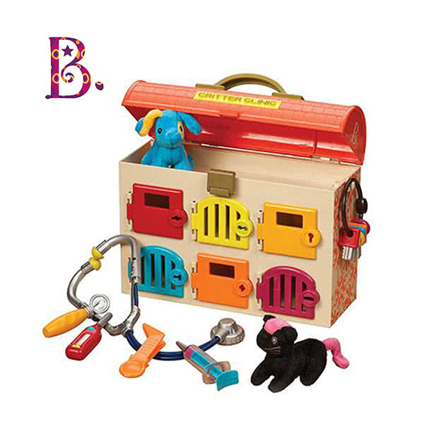美國B.Toys可麗特寵物診所(橘色本體) 寵物診所,幼兒教具,配對鎖匙,B.TOYS,兒童教具,科育