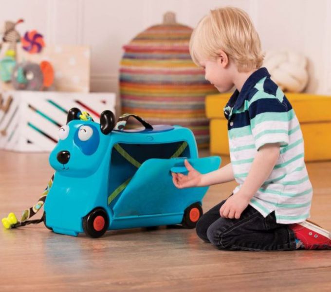 美國B.Toys 小獵犬沃菲行李箱 美國B.Toys,兒童行李箱,可坐行李箱,博客來,科育,感覺統合,幼兒教具