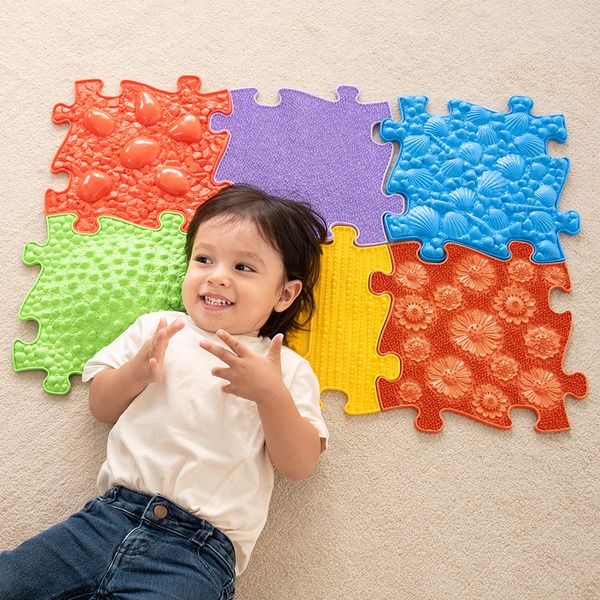 MUFFIK 觸覺探索步道-柔軟 拼圖型地墊, 幼兒觸覺地墊, 觸覺感官發展, 感統遊戲墊, 感統訓練器材, 職能治療推薦, 平衡發展玩具, 感官探索, 兒童體能訓練, MUFFIK地墊