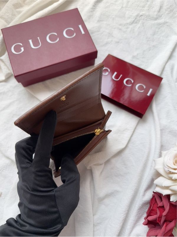 【分期0利率】GUCCI1955 馬銜扣老花4卡零錢短夾【99成新】 