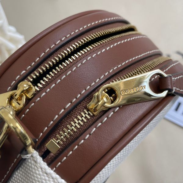 【12期0利率】BURBERRY Louise 徽標圖案棉質圓餅包 