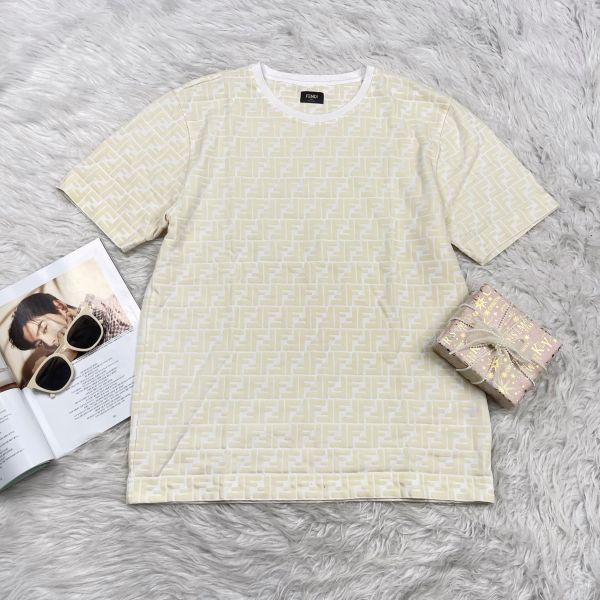 【12期0利率】【99成新】FENDI 白色緹花T恤 L SIZE (5折) 