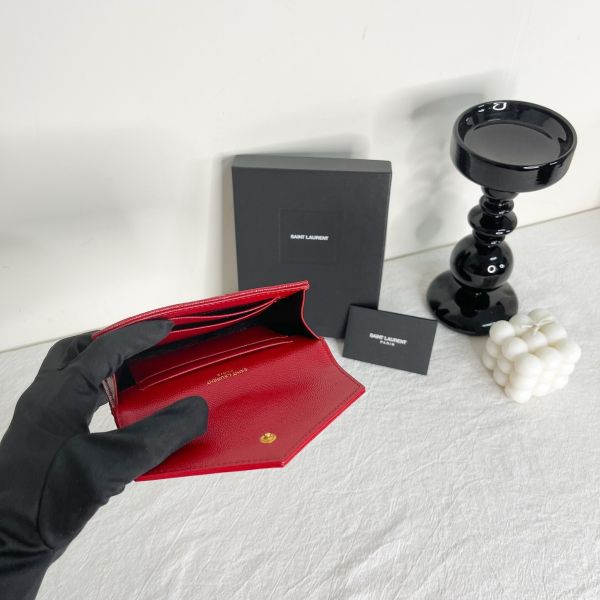 【分期0利率】YSL 粒面壓紋小型信封錢包【未使用閒置品】 