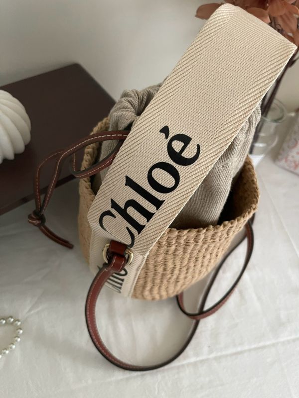 【分期0利率】Chloe 草編束口圓筒包【95成新】 