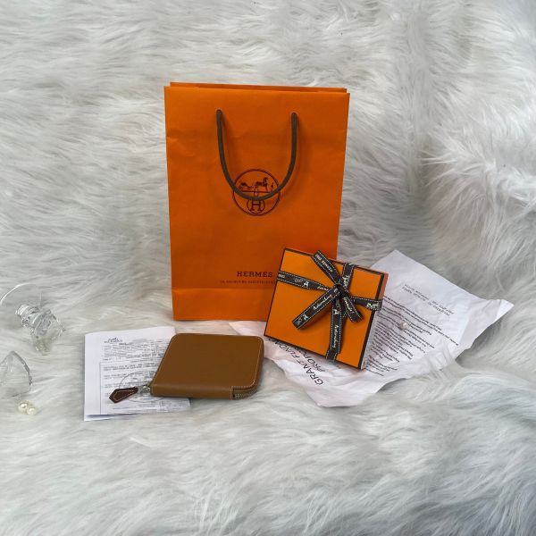 【9.9成新】【12期0利率】SILK`IN COMPACT絲巾零錢包 焦糖色 