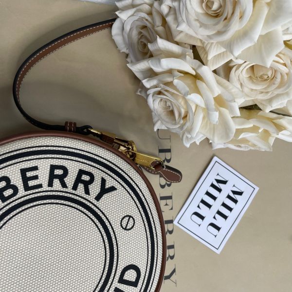 【12期0利率】BURBERRY Louise 徽標圖案棉質圓餅包 