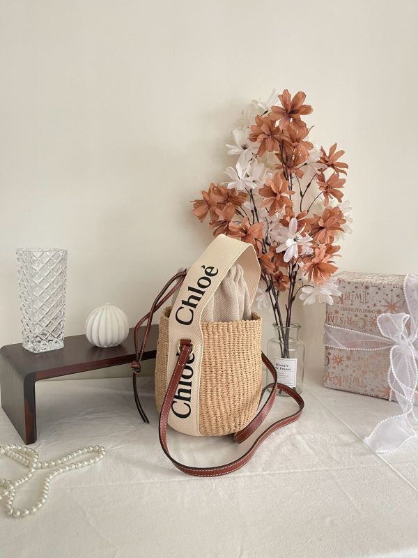 【分期0利率】Chloe 草編束口圓筒包【95成新】 