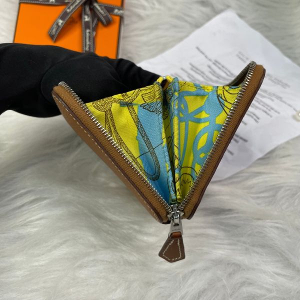 【9.9成新】【12期0利率】SILK`IN COMPACT絲巾零錢包 焦糖色 