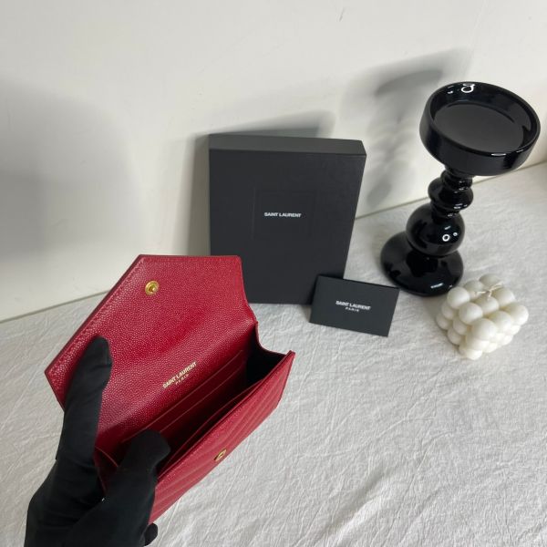 【分期0利率】YSL 粒面壓紋小型信封錢包【未使用閒置品】 