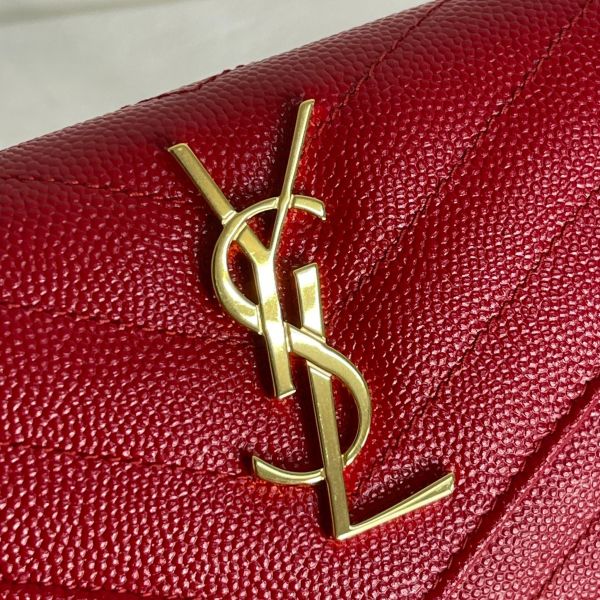 【分期0利率】YSL 粒面壓紋小型信封錢包【未使用閒置品】 