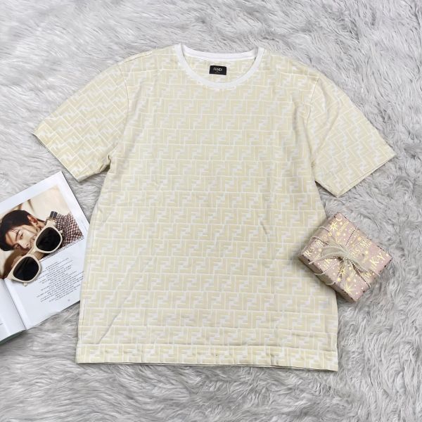【12期0利率】【99成新】FENDI 白色緹花T恤 L SIZE (5折) 