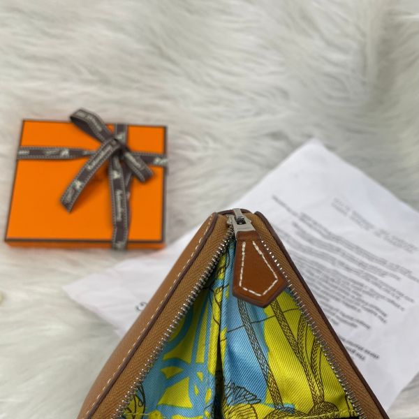 【9.9成新】【12期0利率】SILK`IN COMPACT絲巾零錢包 焦糖色 