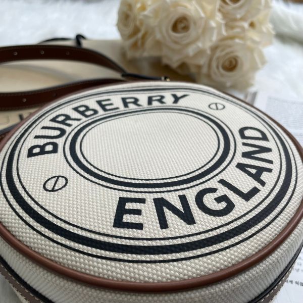 【12期0利率】BURBERRY Louise 徽標圖案棉質圓餅包 
