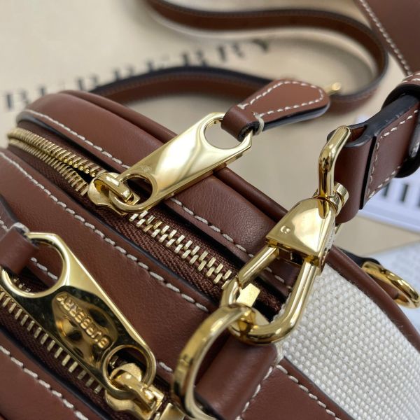 【12期0利率】BURBERRY Louise 徽標圖案棉質圓餅包 