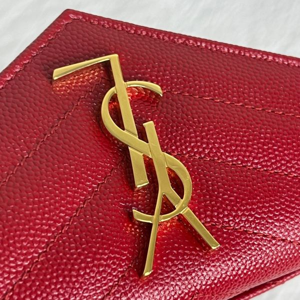 【分期0利率】YSL 粒面壓紋小型信封錢包【未使用閒置品】 