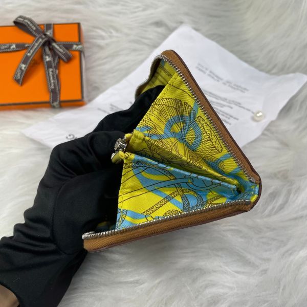 【9.9成新】【12期0利率】SILK`IN COMPACT絲巾零錢包 焦糖色 