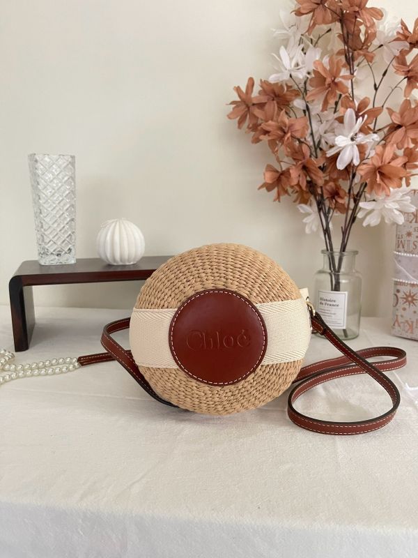 【分期0利率】Chloe 草編束口圓筒包【95成新】 