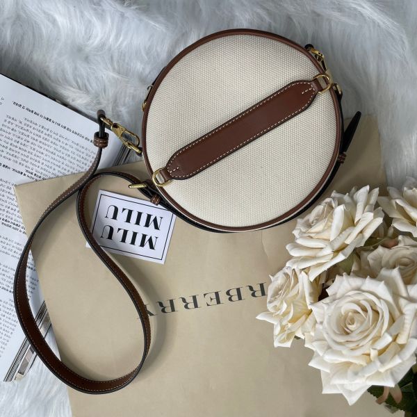 【12期0利率】BURBERRY Louise 徽標圖案棉質圓餅包 