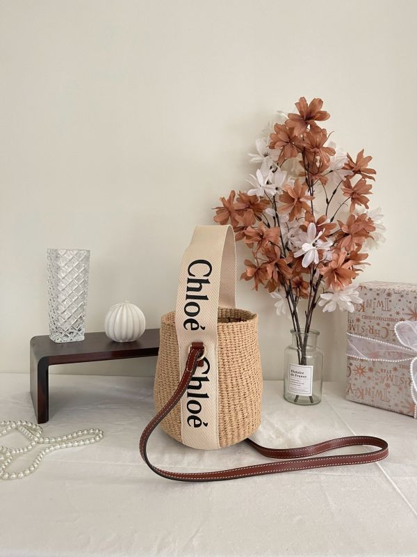 【分期0利率】Chloe 草編束口圓筒包【95成新】 