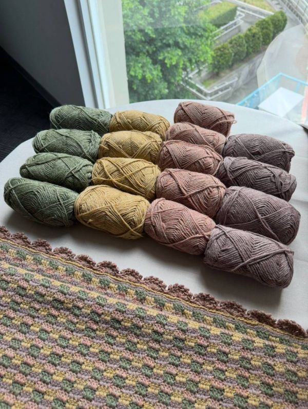 日本絕版微金蔥混紡羊毛線，單顆毛線販售賣場，棋盤羊毛保暖毯 - 單顆販售區 