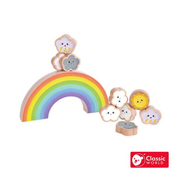 彩虹平衡遊戲 Rainbow Balancing｜彩虹雲朵疊疊積木 ．適合18個月以上【德國Classic World客來喜經典木玩】 德國木玩具,德國玩具,客來喜,德國客來喜,德國classicworld,classicworld,classicworld台灣代理,classicworld獨家代理,德國設計玩具,玩具,木玩,經典木玩,木製玩具,木質玩具,兒童玩具,寶寶玩具,益智,益智玩具,安全玩具,無甲醛,零甲醛,無毒,環保漆,手眼協調,視覺發展玩具,智能發展玩具,視覺專注,想像力,積木玩具,邏輯力,拼圖,熊熊套圈圈,套圈圈,熊