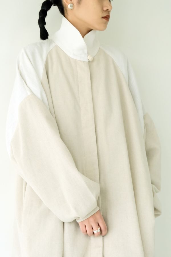 川衣 WEAR BEING｜牧服者 交疊領拼接長風衣外套 