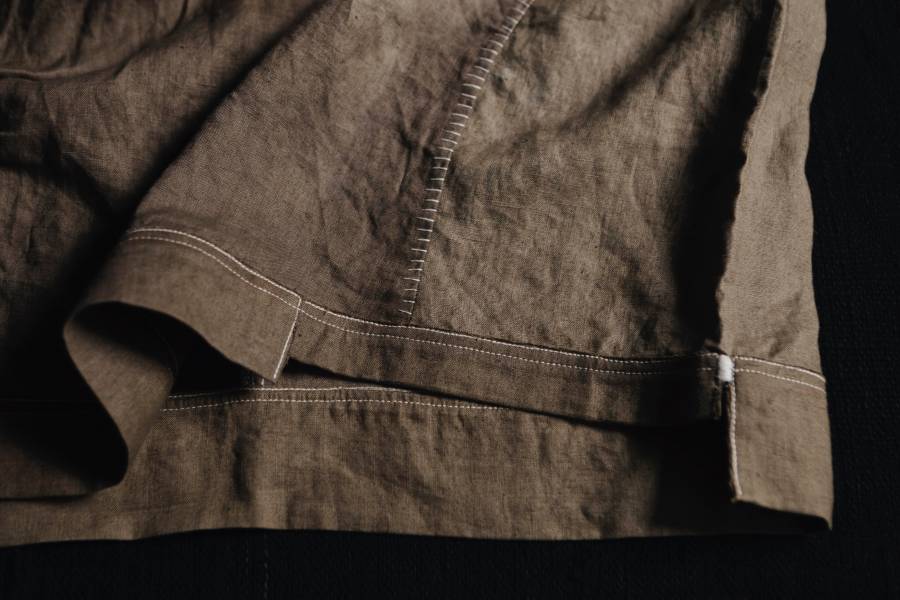 HERMIT_XIU｜斜領原民植染拼接上衣 