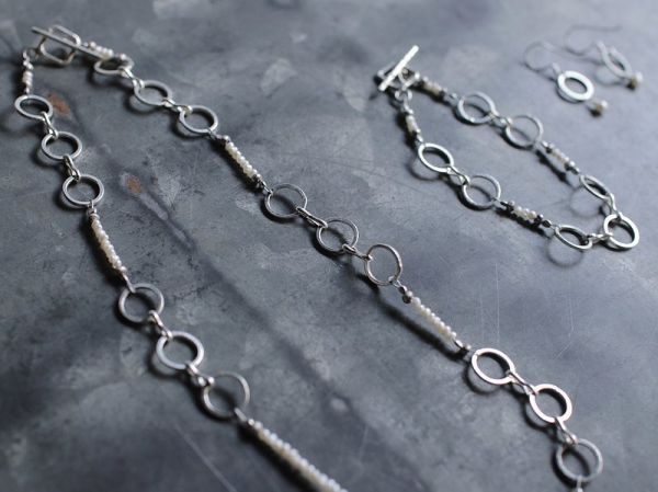 OMAKE｜珍珠銀圈耳環 