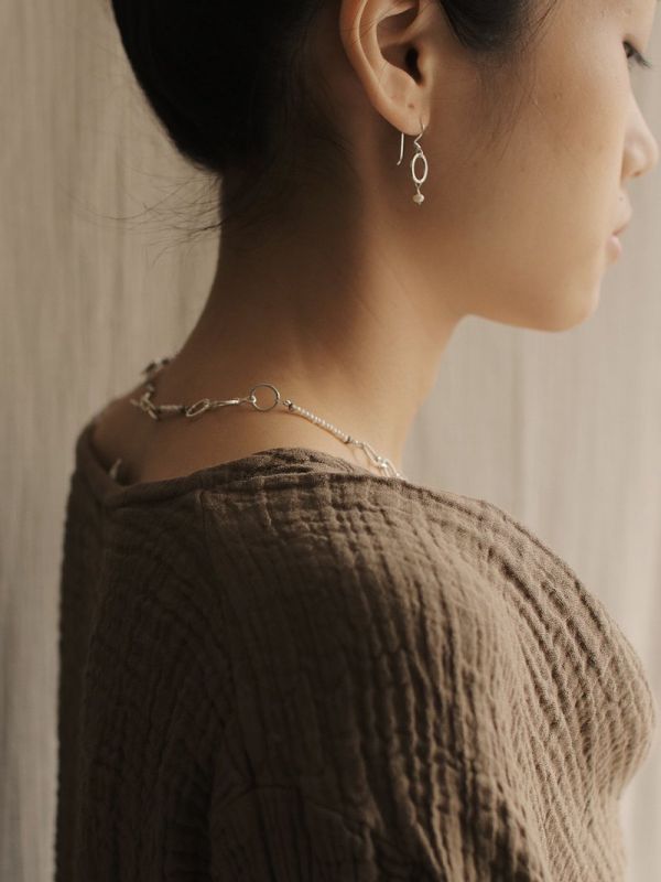 OMAKE｜珍珠銀圈項鍊 