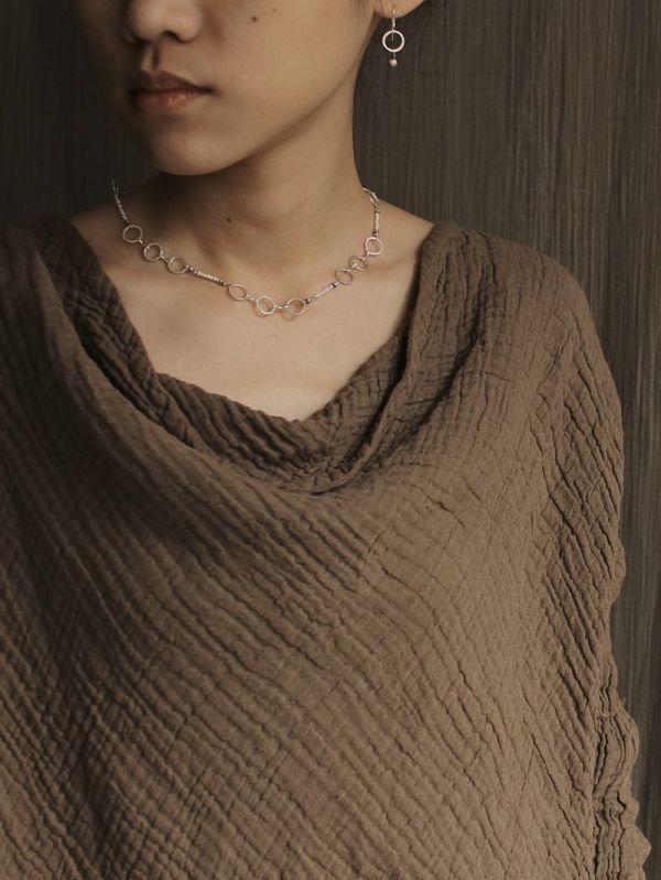 OMAKE｜珍珠銀圈項鍊 