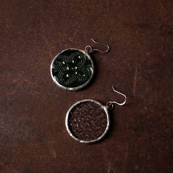 真真鑲嵌玻璃研究所 | 圓形玻璃耳環-單只販售 