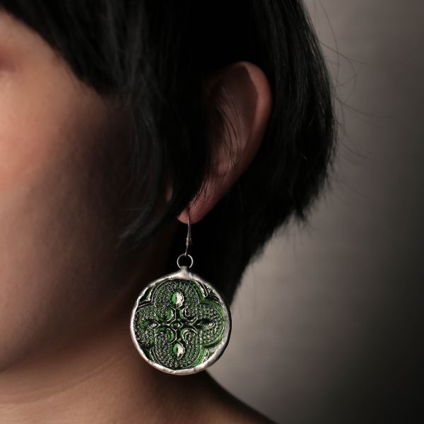 真真鑲嵌玻璃研究所 | 圓形玻璃耳環-單只販售 