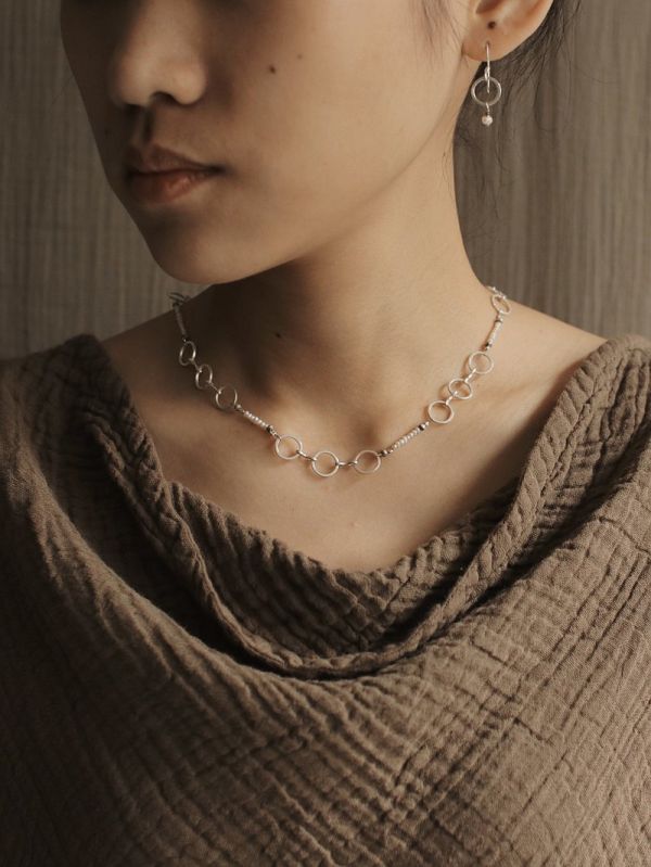 OMAKE｜珍珠銀圈項鍊 