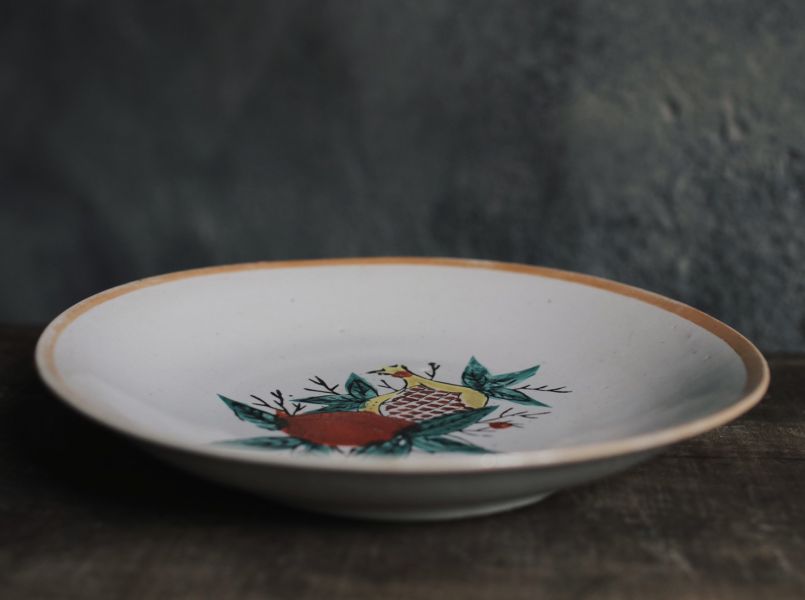 早期手繪彩繪中盤 