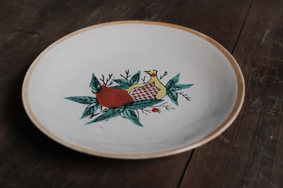 早期手繪彩繪中盤 