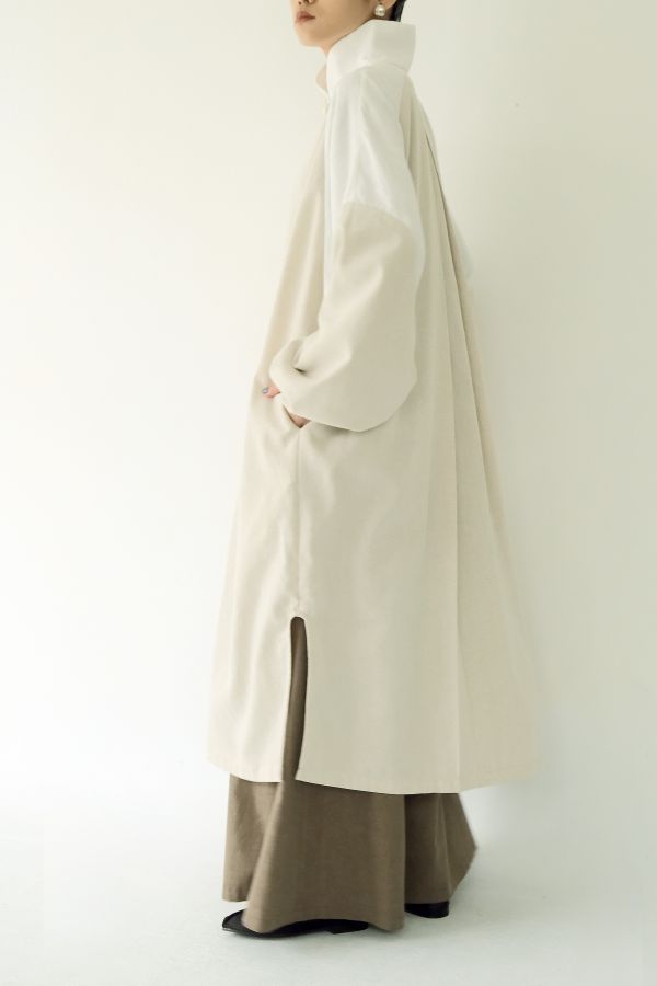 川衣 WEAR BEING｜牧服者 交疊領拼接長風衣外套 