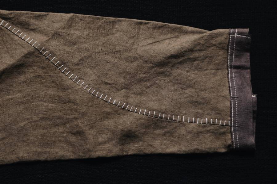 HERMIT_XIU｜斜領原民植染拼接上衣 