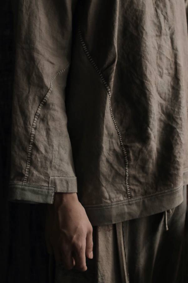 HERMIT_XIU｜斜領原民植染拼接上衣 