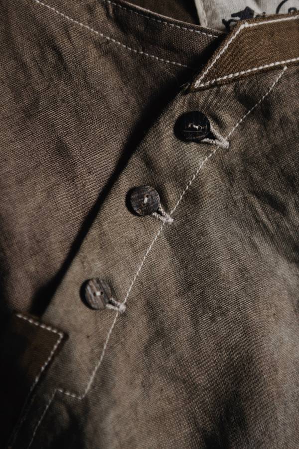 HERMIT_XIU｜斜領原民植染拼接上衣 