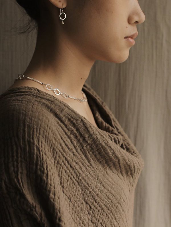 OMAKE｜珍珠銀圈項鍊 